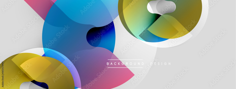 Poster abstract shapes overlap, creating vibrant color gradients. modern design elements suggest fluidity, 
