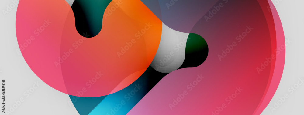 Poster abstract colorful shapes overlap, creating dynamic composition. soft gradients, fluid forms, modern 