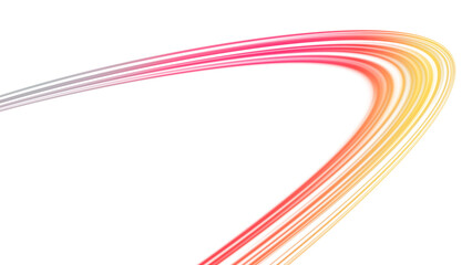 Red and orange glowing curved light trail with transparent background
