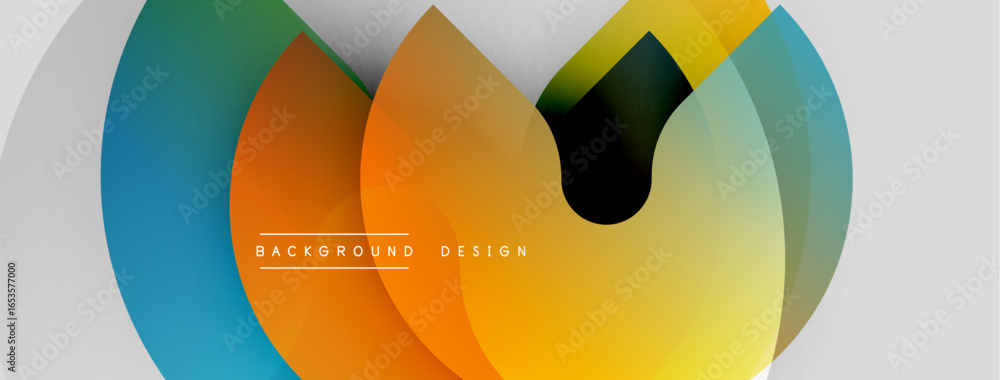 Poster abstract colorful layers create dynamic visual effect. overlapping circles form modern design, suita