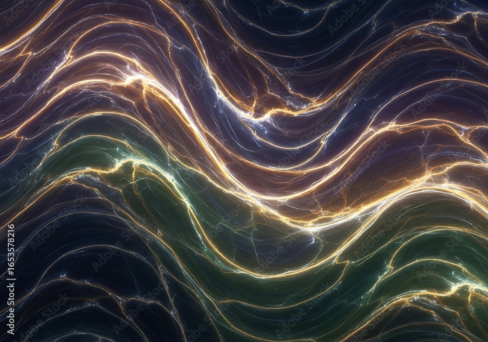 Poster ethereal luminescence: a captivating abstract pattern of undulating light streams