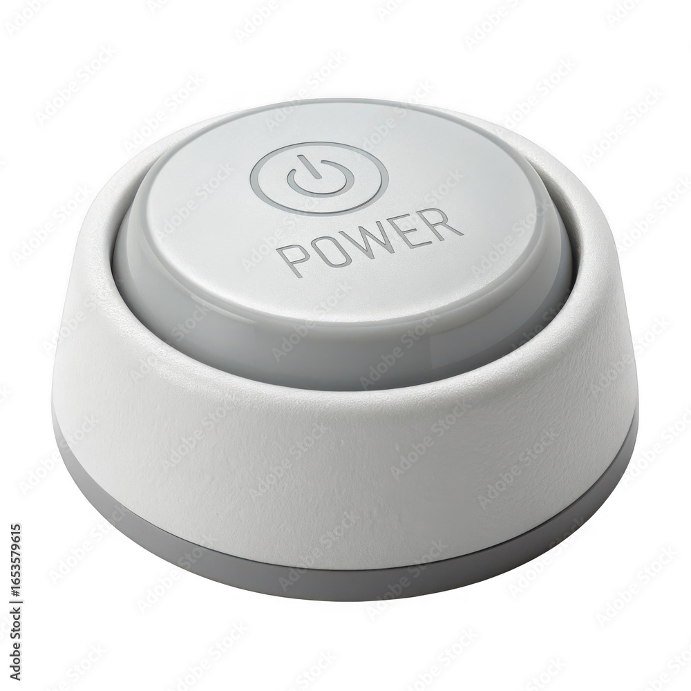 Poster white and gray round power button with symbol isolated on transparent background