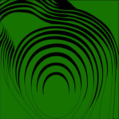 Artistic abstract design featuring flowing black curved lines over a green background, creating a sense of movement and rhythm. Perfect for modern art, backgrounds, or digital projects.