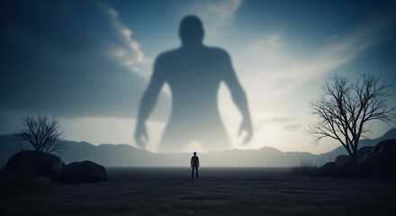 David vs Goliath Metaphor, a Small Figure Facing a Giant, a Business Competition Concept.