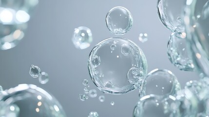 Clear, translucent bubbles of varying sizes, creating a light, airy, and ethereal effect