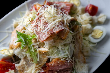 Caesar salad close up with shallow depth of field