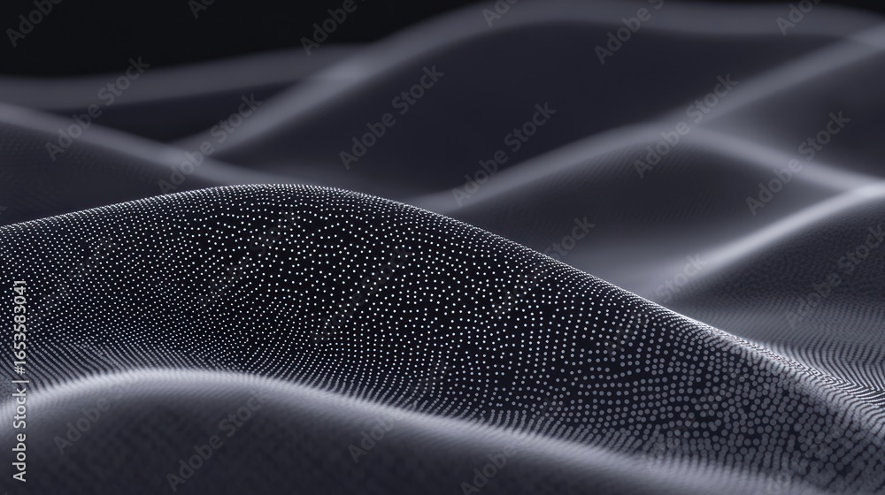 Poster abstract dark wave pattern with tiny white dots for digital technology background
