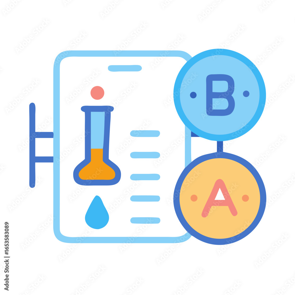 Poster vector art of a digital representation of a scientific experiment on a mobile device, showing a flas