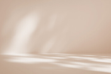 Elegant contemporary natural light shadow on wall and table top for organic beauty cosmetic and skin care product display background