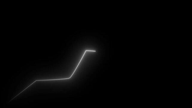 Neon Business chart icon isolated .Neon business growing graph line animation
