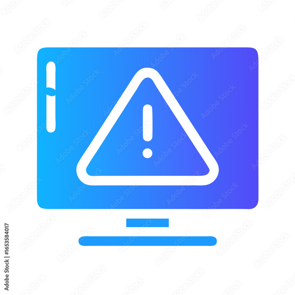 Aufkleber vector art of a computer screen displays a prominent warning symbol with an exclamation mark inside 