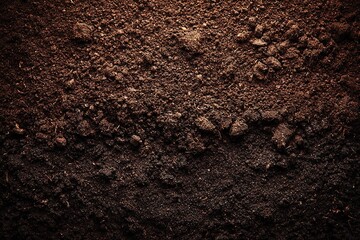 Rich Earth Texture: A Close-Up View of Dark Brown Fertile Soil Ground