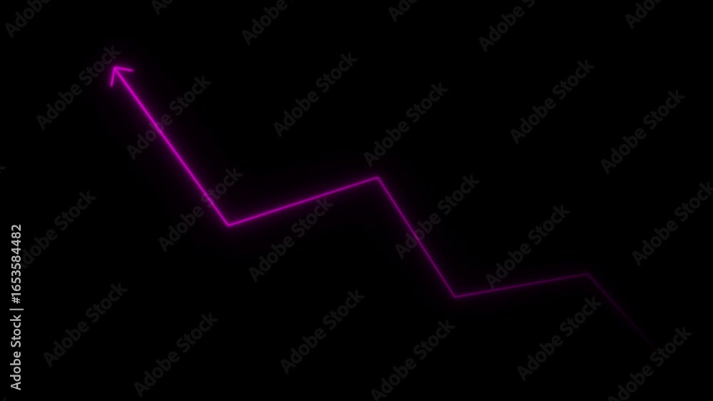Poster abstract glowing green triangle line moving animation. abstract business graph with down to up.