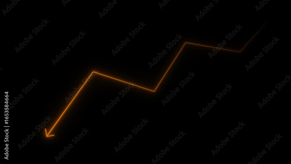Poster arrow with glowing effect in black background 4kabstract business graph with down to up.abstract glo