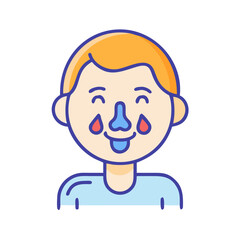 Fototapeta premium Vector art of a cartoon illustration of a childs face with tears streaming down, showing a sad or crying expression