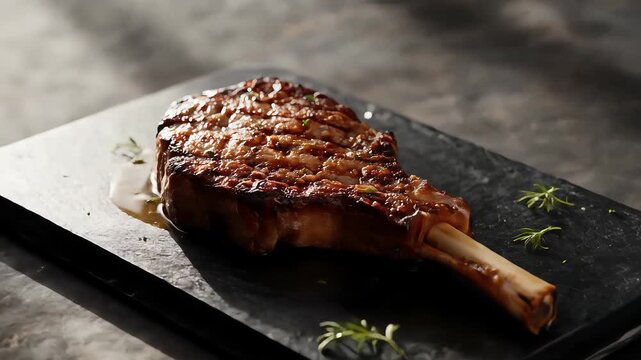 Bone-in Ribeye Steak Video, Delicious Culinary Presentation and Gourmet Food