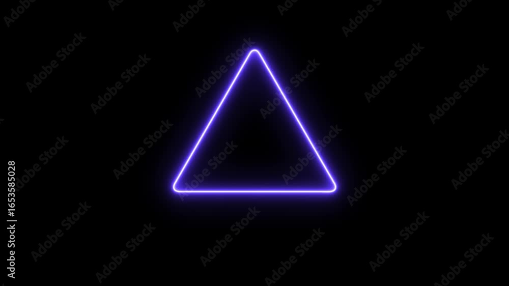 Poster neon light triangle frame animation. glowing triangle loading icon.abstract beautiful glowing neon t