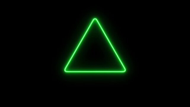 Neon light triangle frame animation. Glowing triangle loading icon.abstract beautiful glowing neon triangle icon.