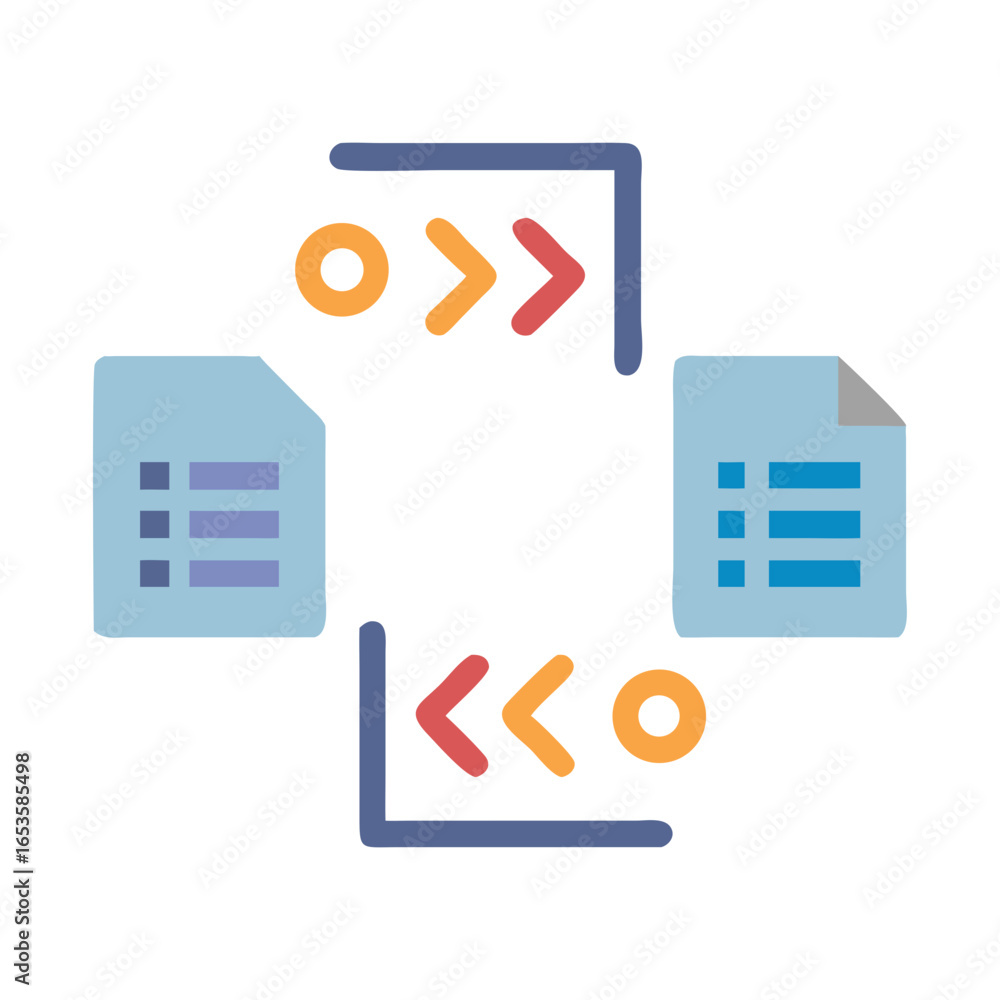 Aufkleber vector art of a conceptual illustration depicting the flow of data and information between documents