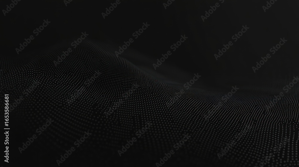 Poster abstract digital wave pattern with small dots in dark background for technology and innovation theme