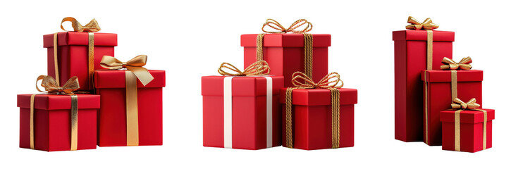 Obraz premium Festive red gift boxes with decorative bows