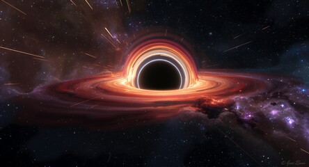 Supermassive Black Hole Accretion Disk Stunning Space Art