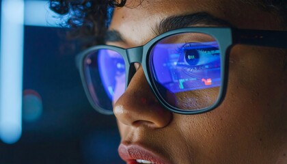 Close-up of person looking at computer screen
