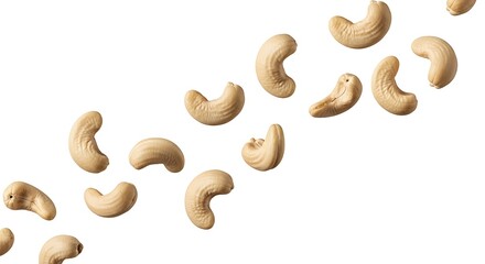 Naklejka premium Cashew Nuts Falling on White Background