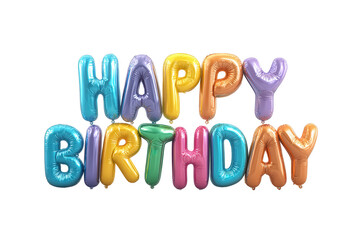 Colorful, oversized letters form the words happy birthday, designed in various vibrant colors, ready to enhance any birthday celebration or party atmosphere