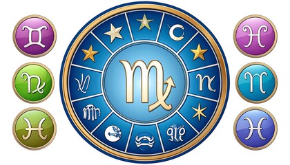 Zodiac signs arranged in a circular chart