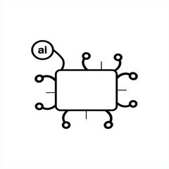 A simple, clean line-art vector icon of a circuit chip connected to an 