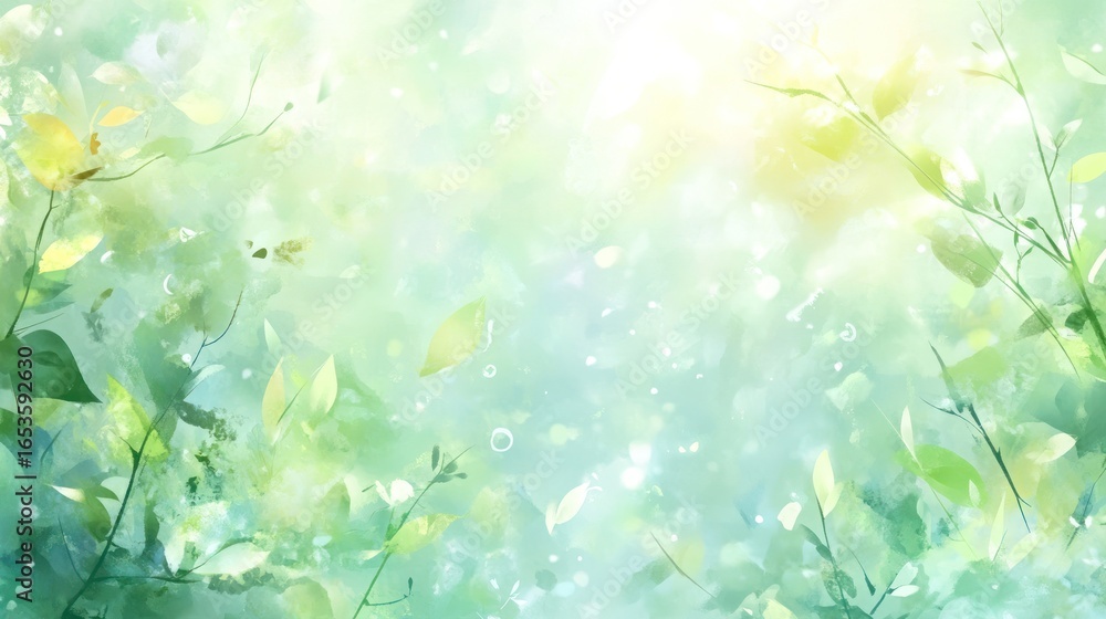 Poster abstract green nature pattern with leaves and soft light for backgrounds and design