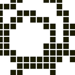 Abstract Pixel Square Circle Frame in Black on White Background, Modern Digital Geometric Border Design for Logo, Poster, and Technology Art