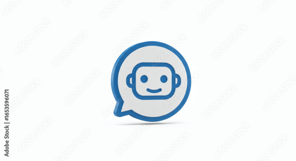 Aufkleber 3d chatbot icon featuring a friendly robot face inside a speech bubble, representing ai-powered comm