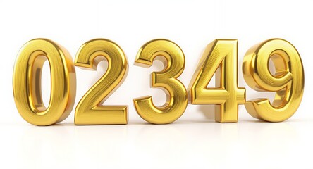 Gold Number 2349 Premium 3D Rendered Digit