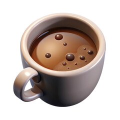 A steaming cup of rich brown coffee with a frothy surface isolated on transparent background