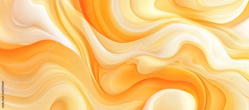 Poster abstract orange cream swirl pattern with smooth flowing lines in warm colors