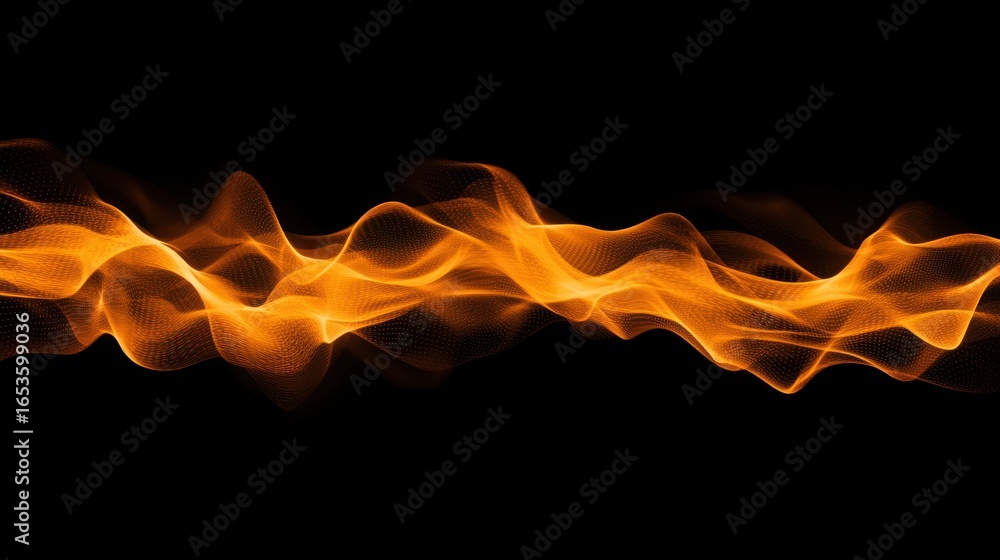 Poster abstract orange wave pattern on black background with dynamic flow