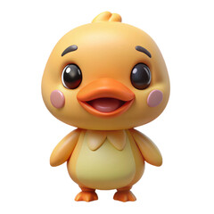 Adorable cartoon baby chick with big eyes and cheerful expression isolated on transparent background
