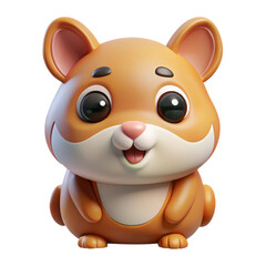 Adorable cartoon hamster character with big eyes and a friendly smile isolated on transparent background