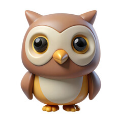 Adorable cartoon owl character with big eyes and small wings isolated on transparent background