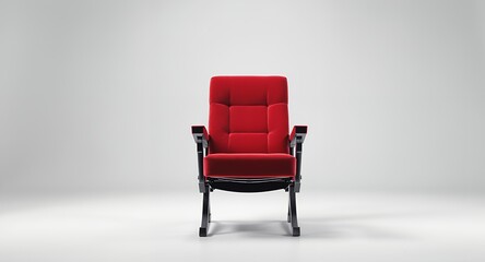 Fototapeta premium Luxurious Red Velvet Chair Modern Design Comfort for Home Theaters, Lounges More