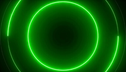 Abstract glowing green circles on dark background