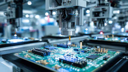 Electronic circuit board assembly with robotic arm