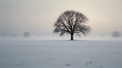 lonely tree in the fog