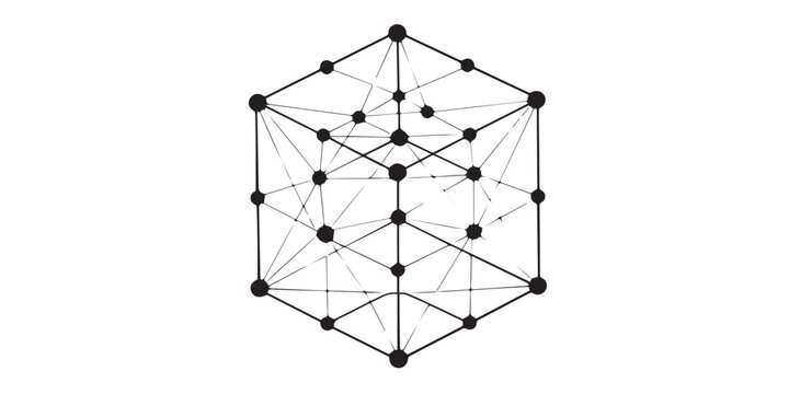 high detail hypercube tesseract wireframe geometry threedimensional vector blueprint for theoretical research