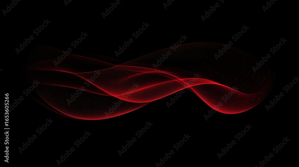 Aufkleber abstract red wave pattern on black background modern digital design
