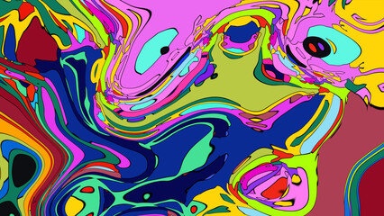 Close up of swirling vibrant colors creating an abstract fluid, and psychedelic pattern design effect
