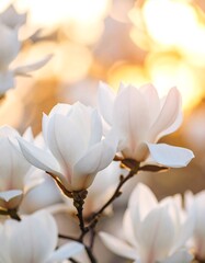 Fototapeta premium Blossoming magnolias at sunset
