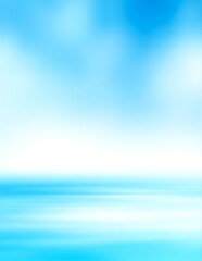 Obraz premium A vibrant blue sky adorned with fluffy white clouds reflects beautifully on the calm water below, creating a serene and picturesque landscape.